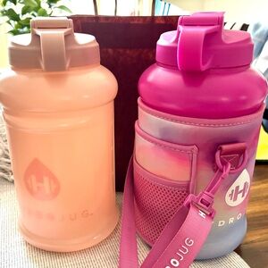 HydroJug petal pink and Magenta pink 1/2 gal Water Bottles EUC/NWOT w sleeve